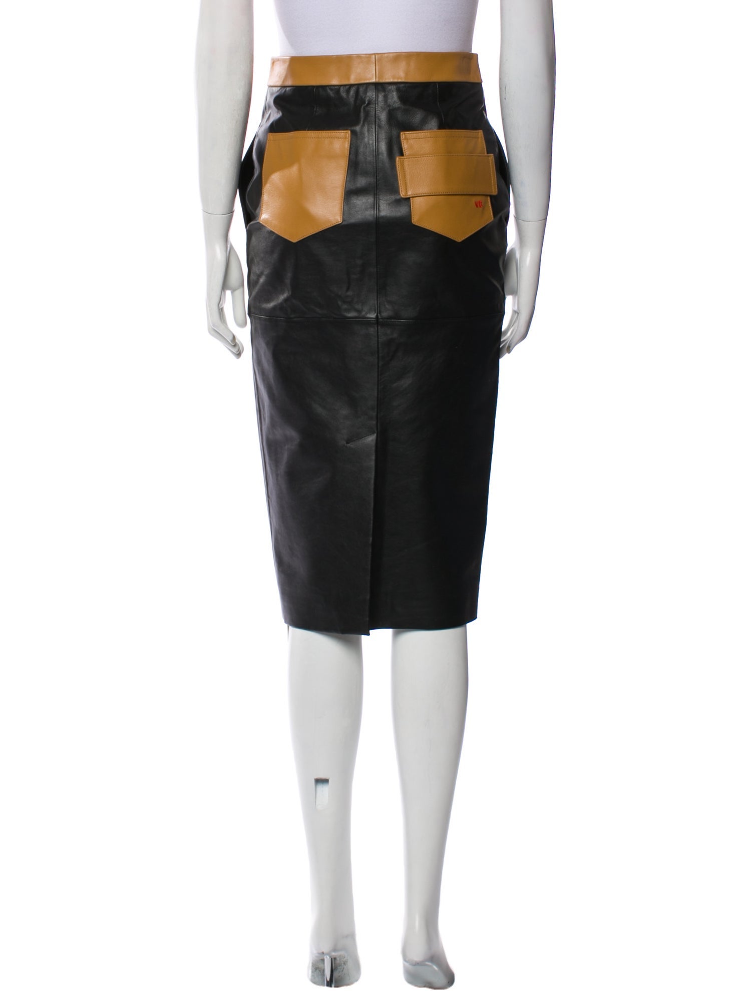Victoria Beckham Leather Knee-Length Skirt